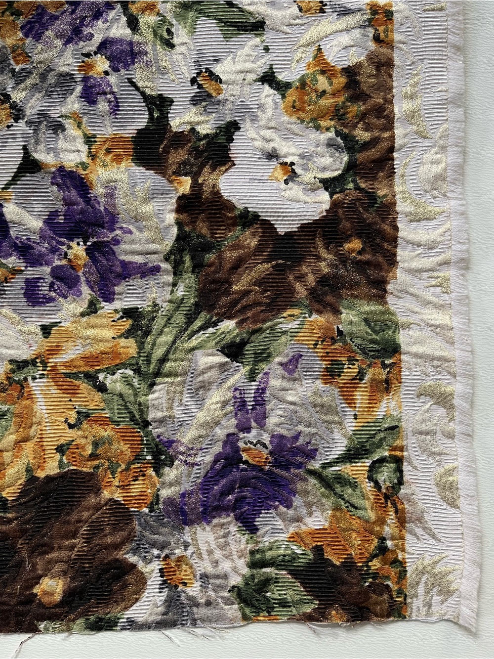 Gorgeous textured Italian wool, silk, lurex jacquard fabric. 1.2 metres.